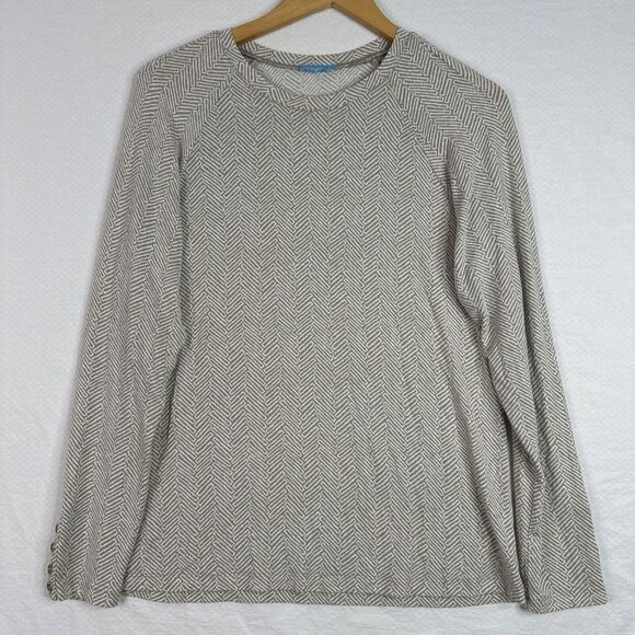 J. McLaughlin Jana Womens Top Large Beige Long Sleeve Geometric Knit Crew Neck‎ - Picture 10 of 10